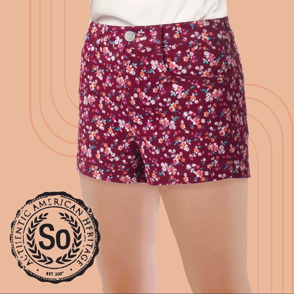 SO High Waist Pink Floral Shorts